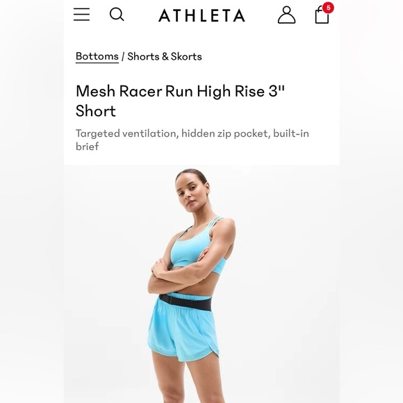 Athleta Mesh Racer Run High Rise 3" Short - Picture 1 of 7